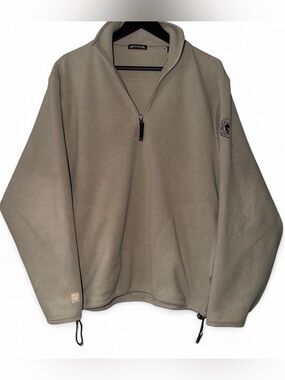 Antigua Beach Grove Polo Club Quarter Zip Fleece Jacket Beige small relaxed